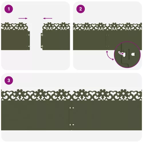  Gyepszegélyek 30 pcs Olajzöld 103 x 0,05 x 22 cm Acél