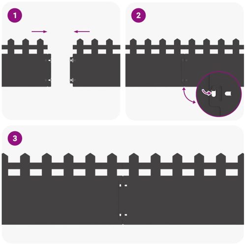  Gyepszegélyek 20 pcs Fekete 103 x 0,05 x 22 cm Acél