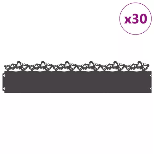  Gyepszegélyek 30 pcs Fekete 103 x 0,05 x 22 cm Acél