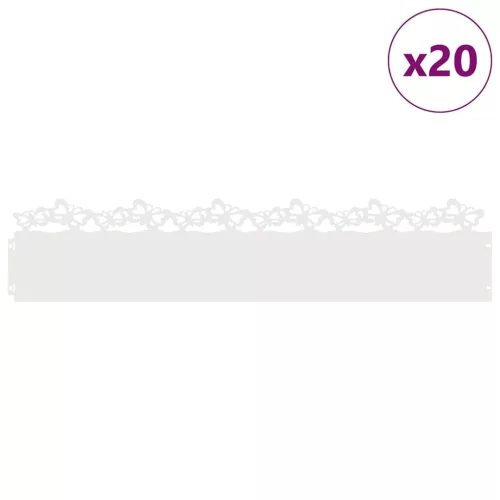  Gyepszegélyek 20 pcs Fehér 103 x 0,05 x 22 cm Acél