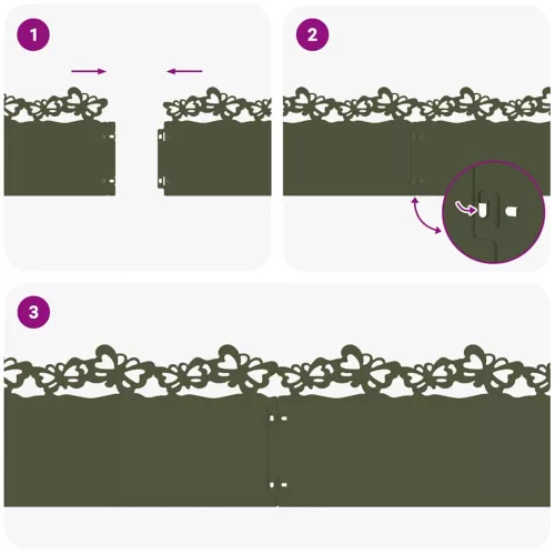  Gyepszegélyek 10 pcs Olajzöld 103 x 0,05 x 22 cm Acél