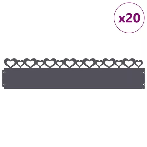  Gyepszegélyek 20 pcs Antracit 103 x 0,05 x 22 cm Acél