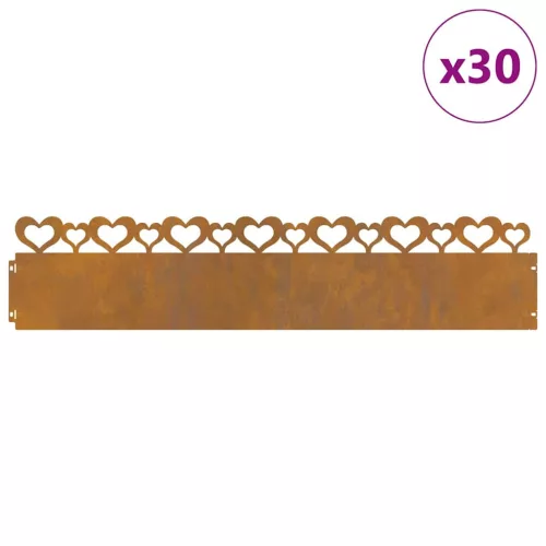  Gyepszegélyek 30 pcs Rozsdás 103 x 0,05 x 22 cm