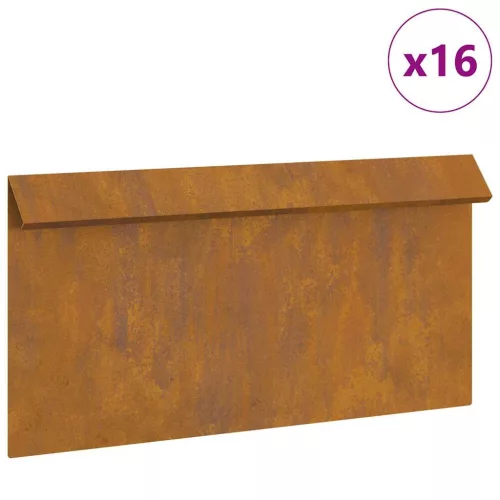  Csiga kerítés 16 pcs Rozsdás 50 x 3,5 x 25 cm Időjárásálló acél