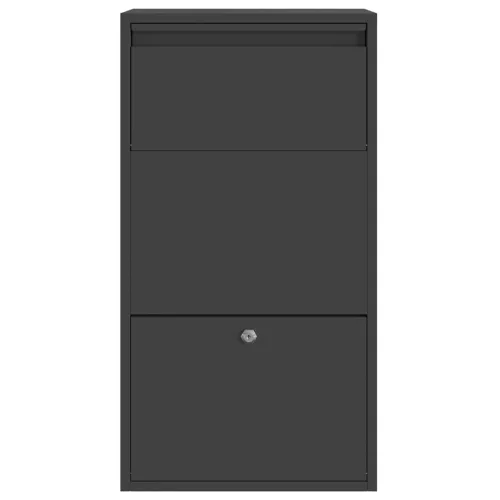  Csomagzáró doboz tárolóval ajtóval Fekete 44 x 22 x 82 cm Acél