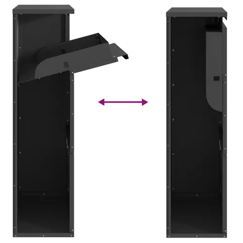  Csomagzáró doboz tárolóval ajtóval Fekete 44 x 22 x 82 cm Acél