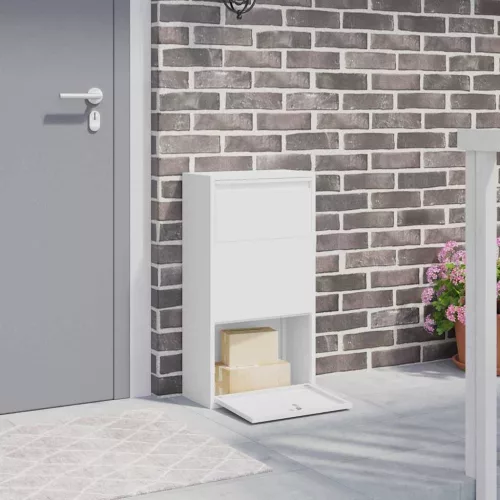  Csomagzáró doboz tárolóval ajtóval Fehér 44 x 22 x 82 cm Acél