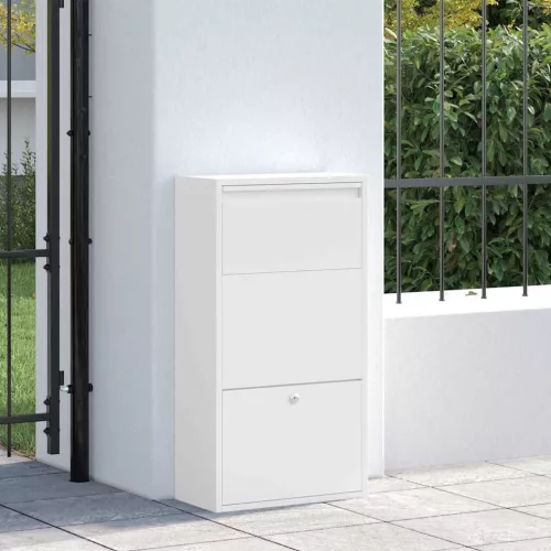  Csomagzáró doboz tárolóval ajtóval Fehér 44 x 22 x 82 cm Acél