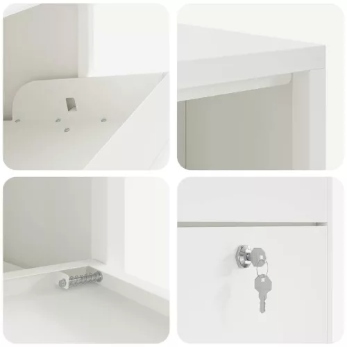  Csomagzáró doboz tárolóval ajtóval Fehér 44 x 22 x 82 cm Acél