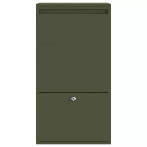  Csomagzáró doboz tárolóval zárral Olajzöld 44 x 22 x 82 cm Acél