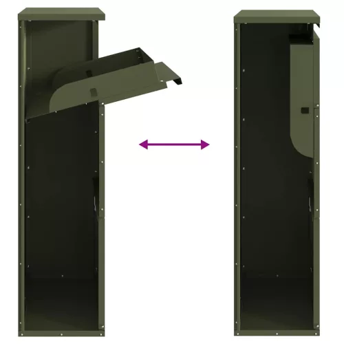  Csomagzáró doboz tárolóval zárral Olajzöld 44 x 22 x 82 cm Acél