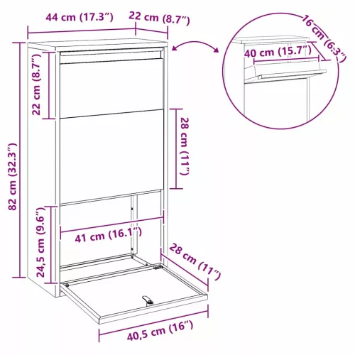  Csomagzáró doboz Rozsdás 44 x 22 x 82 cm Időjárásálló acél