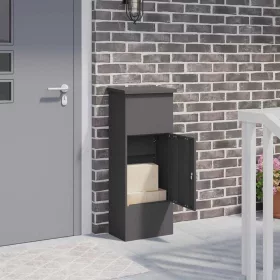    Csomagzáró doboz tárolóval Fekete 44,5 x 29 x 110,5 cm Acél