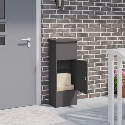  Csomagzáró doboz tárolóval Fekete 44,5 x 29 x 110,5 cm Acél