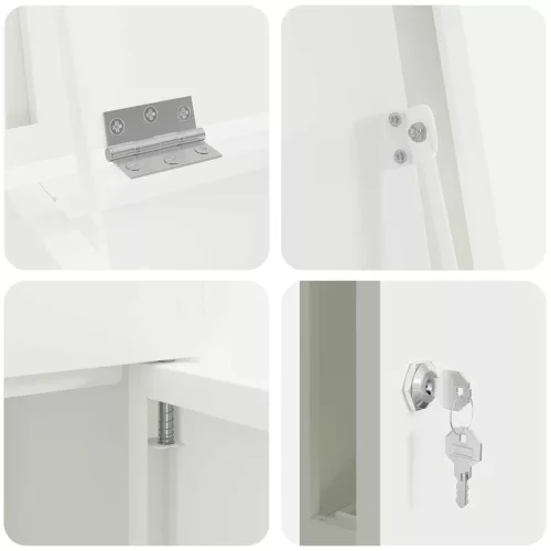  Csomagzáró doboz tárolóval Fehér 44,5 x 29 x 110,5 cm Acél