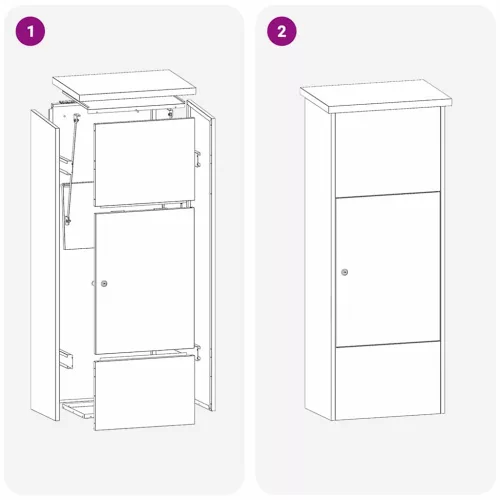  Csomagzáró doboz tárolóval Fehér 44,5 x 29 x 110,5 cm Acél