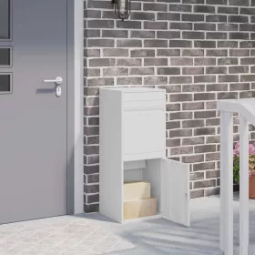    Csomagzáró doboz tárolóval ajtóval Fehér 41 x 38 x 103 cm Acél