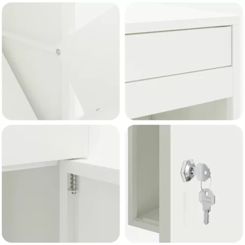  Csomagzáró doboz tárolóval ajtóval Fehér 41 x 38 x 103 cm Acél