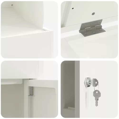  Csomagzáró doboz tárolóval ajtóval Fehér 47.5 x 38 x 59 cm Acél