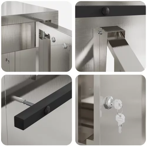  postaláda Fekete 30 x 23 x 55 cm Rozsdamentes acél