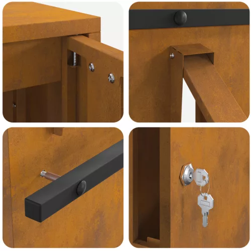  postaláda Rozsdás 30 x 23 x 55 cm időjárásálló acél