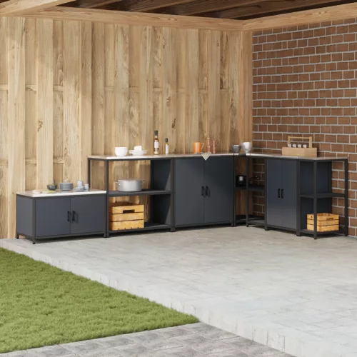  Konyhai tárolópolc polcokkal tárolóval Antracit 60 x 50 x 92 cm Acél