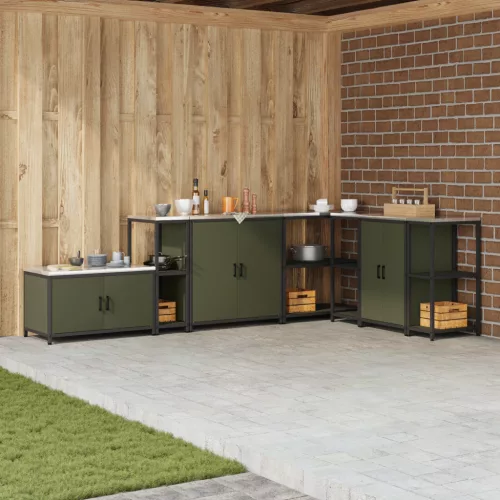  Konyhai tárolópolc polcokkal tárolóval Olívazöld 60 x 50 x 92 cm Acél