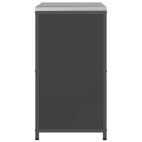  Konyhai tárolószekrény polcokkal tárolóval ajtóval Fekete 60 x 50 x 92 cm Acél