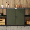  Konyhai tárolószekrény polcokkal tárolóval ajtóval Olívazöld 60 x 50 x 92 cm Acél