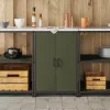  Konyhai tárolószekrény polcokkal tárolóval ajtóval zárral Olívazöld 60 x 50 x 92 cm Acél