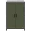  Konyhai tárolószekrény polcokkal tárolóval ajtóval zárral Olívazöld 60 x 50 x 92 cm Acél