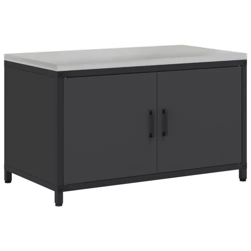  Konyhai tárolószekrény polcokkal tárolóval ajtóval Fekete 60 x 50 x 92 cm Acél