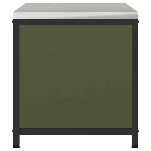  Konyhai tárolószekrény polcokkal tárolóval ajtóval Olívazöld 60 x 50 x 92 cm Acél