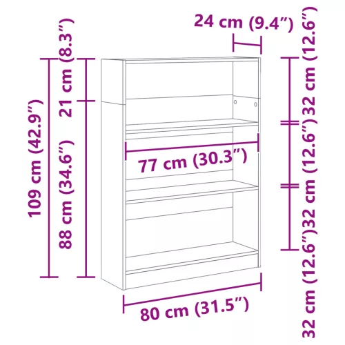  Könyvszekrény Musta tammi 80 x 24 x 109 cm Forgácslemez