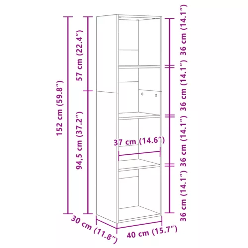  Könyvszekrény Musta tammi 40 x 30 x 152 cm Faanyag