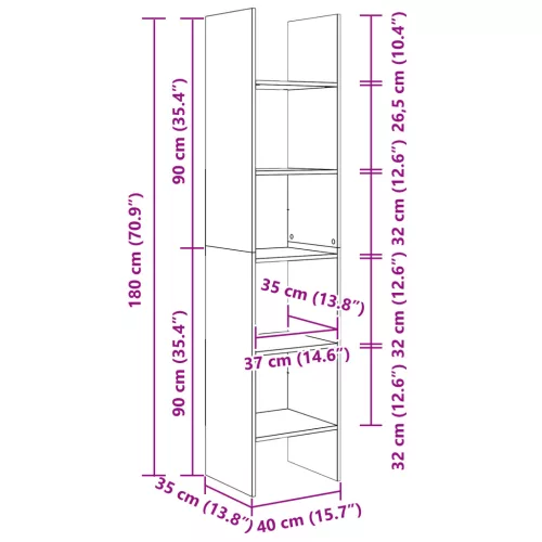  Könyvespolc Régi fa 40 x 35 x 180 cm Faanyag