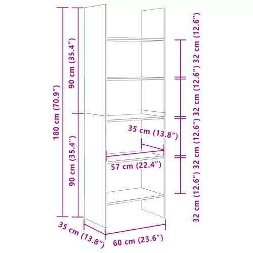  Könyvespolc Musta tammi 60 x 35 x 180 cm Faanyag