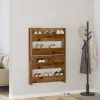  Fali cipőtartók polcokkal Egyéb tárolóval 2 pcs Öreg fa 60 x 18 x 60 cm Faanyag