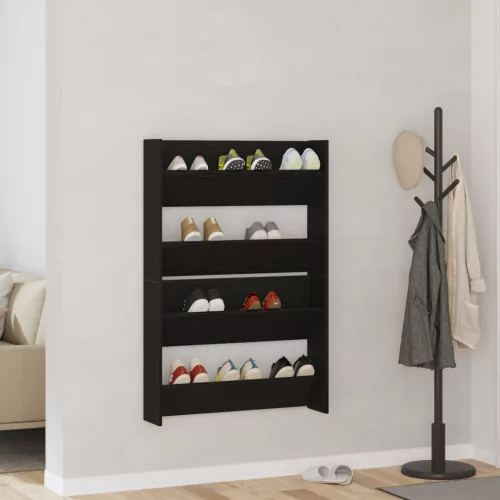  Fali cipőtartók 2 pcs Musta tammi 60 x 18 x 60 cm Faanyag