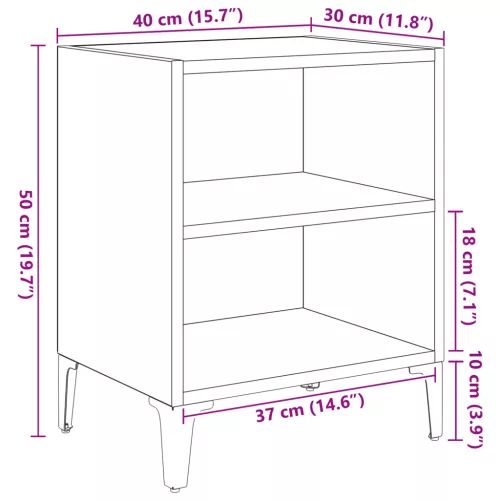  Éjjeli Szekrények 2 db Fekete Tölgy 40x30x50 cm Mérnöki Fa