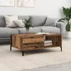  Dohányzóasztal polcokkal tárolóval ajtóval Régi fa 90 x 60 x 35 cm Faanyag