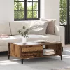  Dohányzóasztal polcokkal tárolóval ajtóval Régi fa 90 x 60 x 35 cm Faanyag