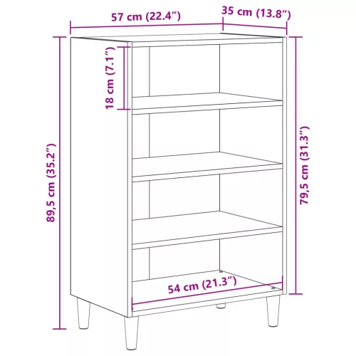  Széf polcokkal Régi fa 57 x 35 x 90 cm Faanyag