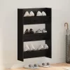 Fali cipőtartók polcokkal Egyéb tárolóval Musta tammi 60 x 18 x 60 cm Faanyag