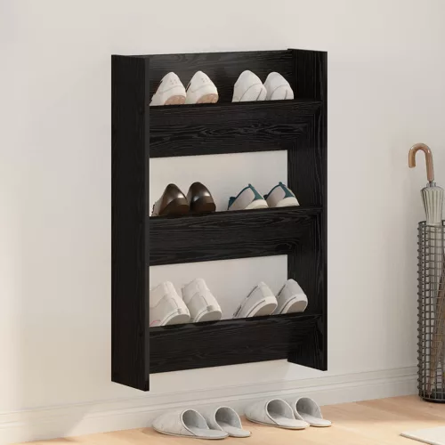  Fali cipőtartók polcokkal Egyéb tárolóval Musta tammi 60 x 18 x 60 cm Faanyag