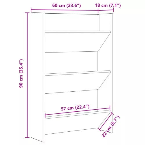  Fali cipőtartók polcokkal Egyéb tárolóval Musta tammi 60 x 18 x 60 cm Faanyag