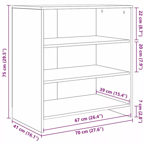  fekete tölgy oldalszekrény 70x41x75 cm szerelt fa