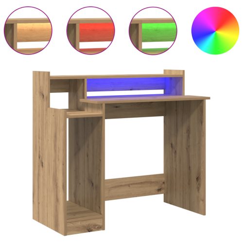  Asztal with Desk Lamps polcokkal tárolóval kézműves tölgy 97 x 45 x 90 cm Faanyag