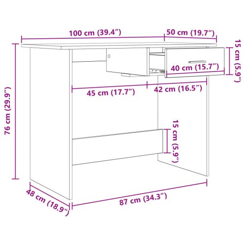  Asztal fiókkal Musta tammi 100 x 50 x 76 cm Faanyag