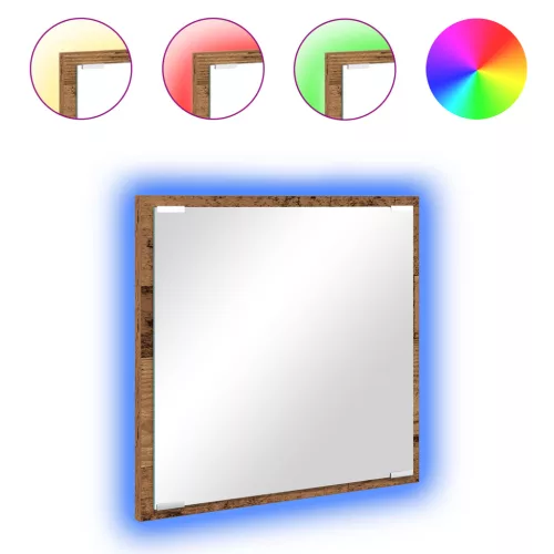  LED Fürdőszoba Tükör Régi Fa 40x8.5x37 cm Műanyag Fa